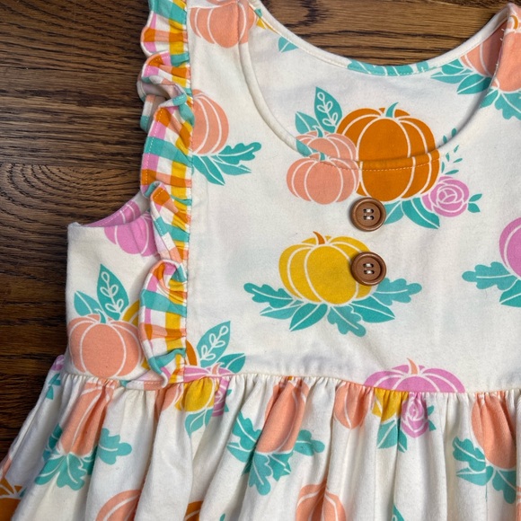 Eleanor Rose Girls Fall Rory Pumpkin Print Sleeveless Top w/ Ruffled Detail 7-8 - Picture 2 of 12